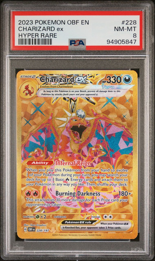 Charizard Ex - Hyper Rare - Obsidian Flames - PSA 8