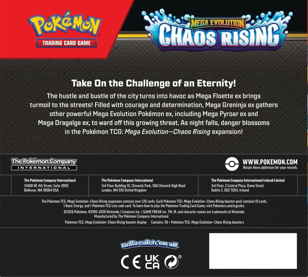Pokémon TCG: Mega Evolution - Chaos Rising Booster Display Box (36 Packs)